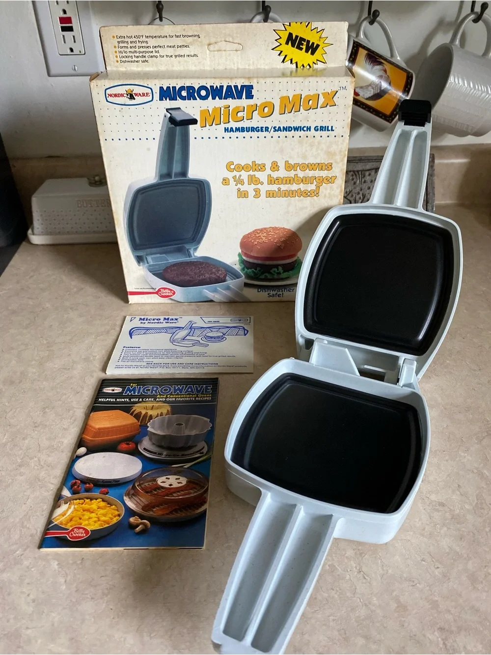 Vintage Micro Max Nordic Ware Microwave Hamburger Sandwich Grill New Open Box
